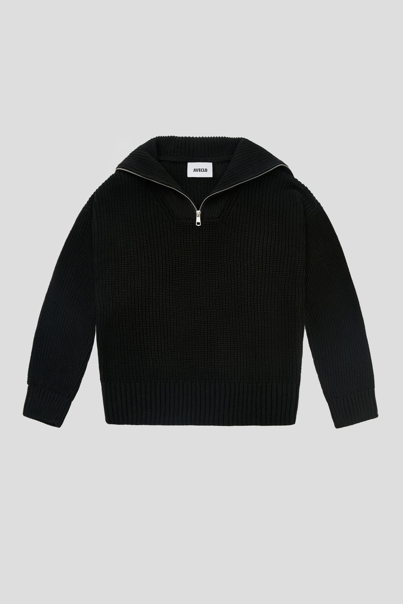 Black half-zip sweater