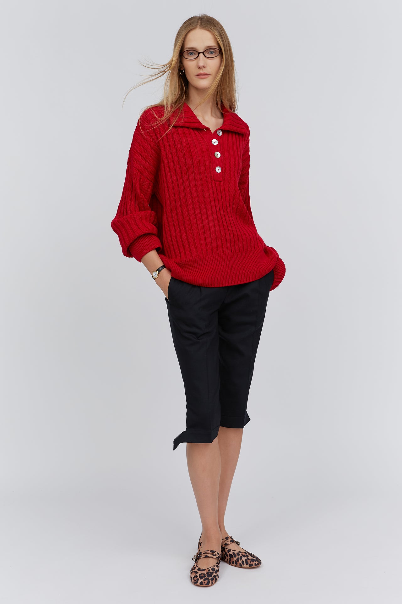 Red polo sweater