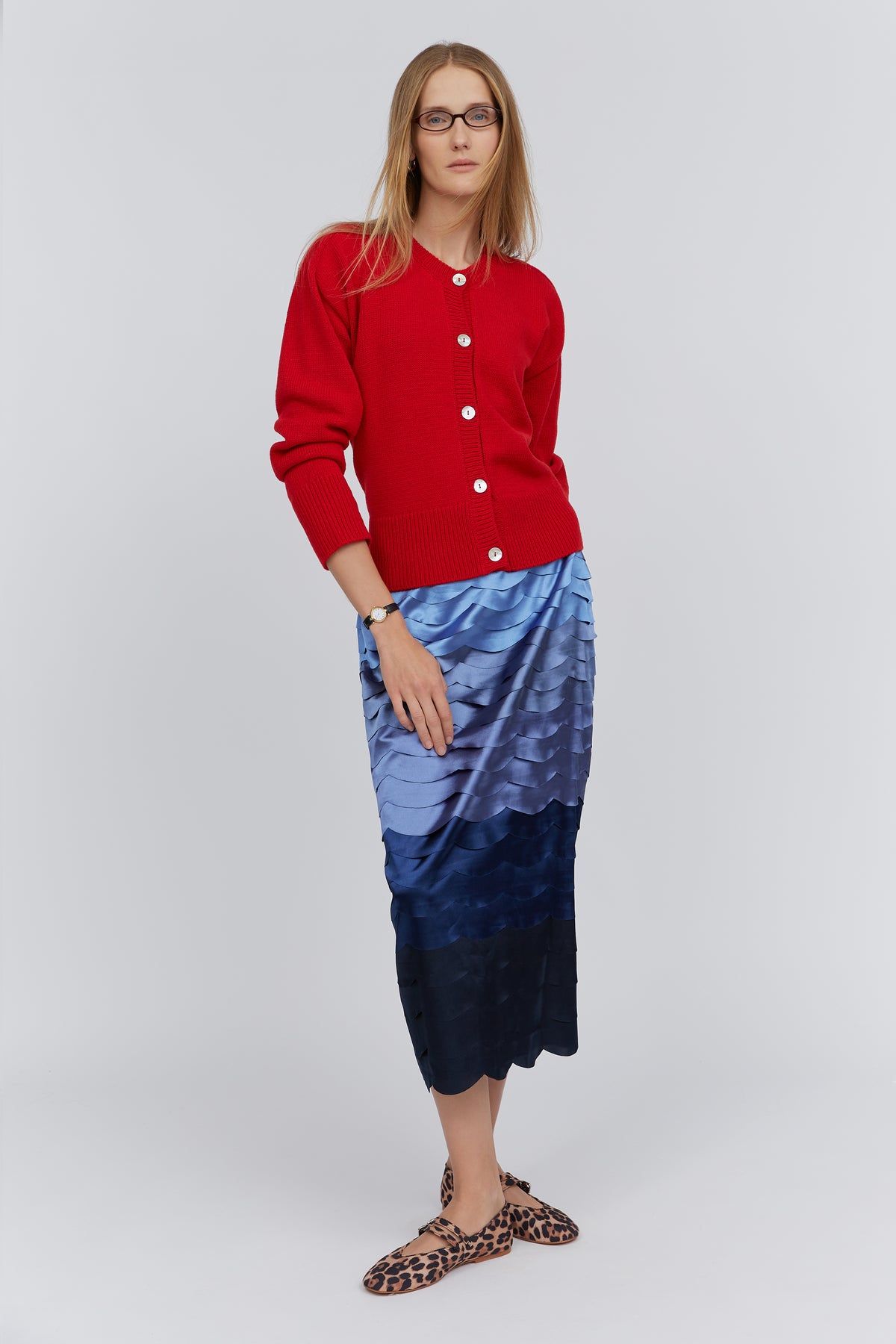 Red Merino Wool Cardigan