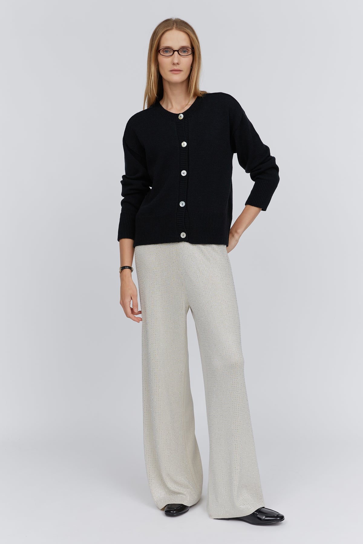 Black Merino Wool Cardigan