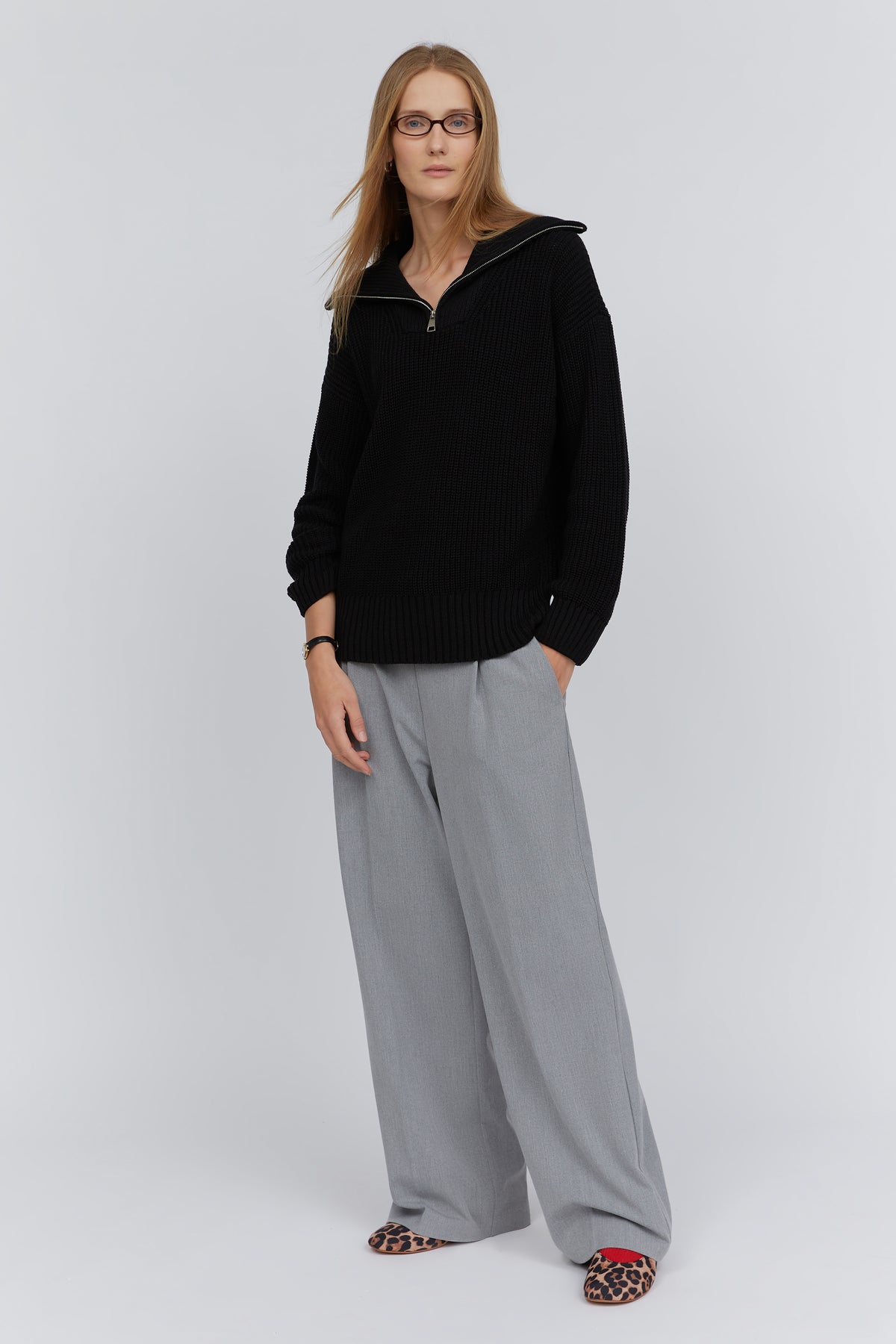 Black Half-Zip Sweater