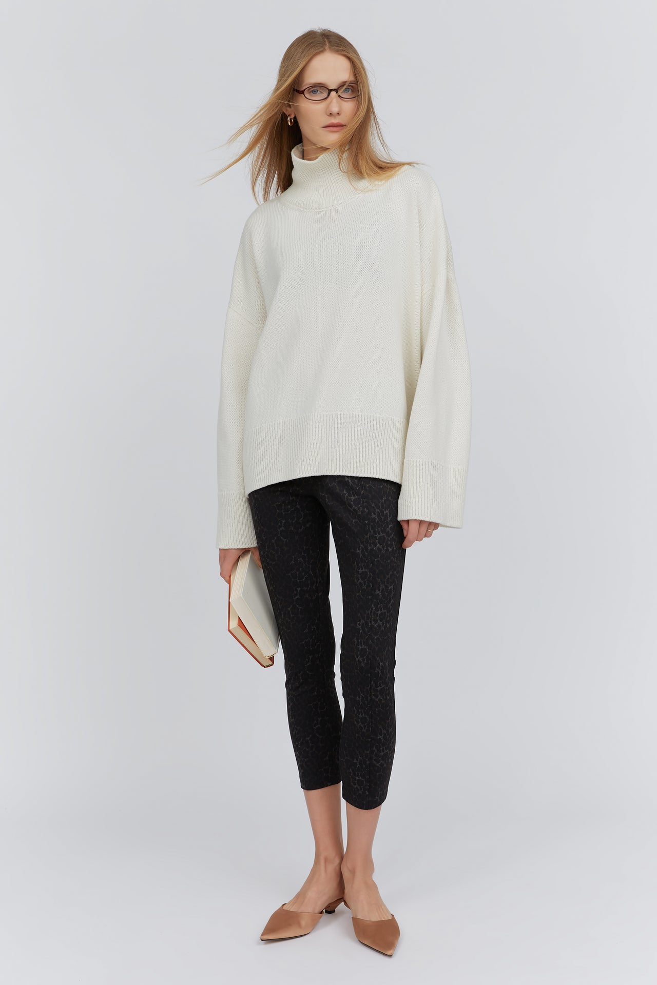 Cream merino wool turtleneck sweater