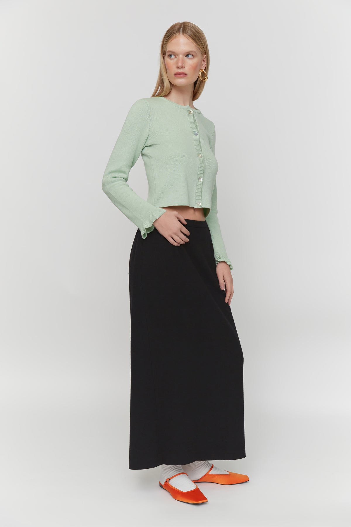 Mint Ruffle Cardigan