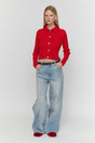 Red Ribbed Cardigan