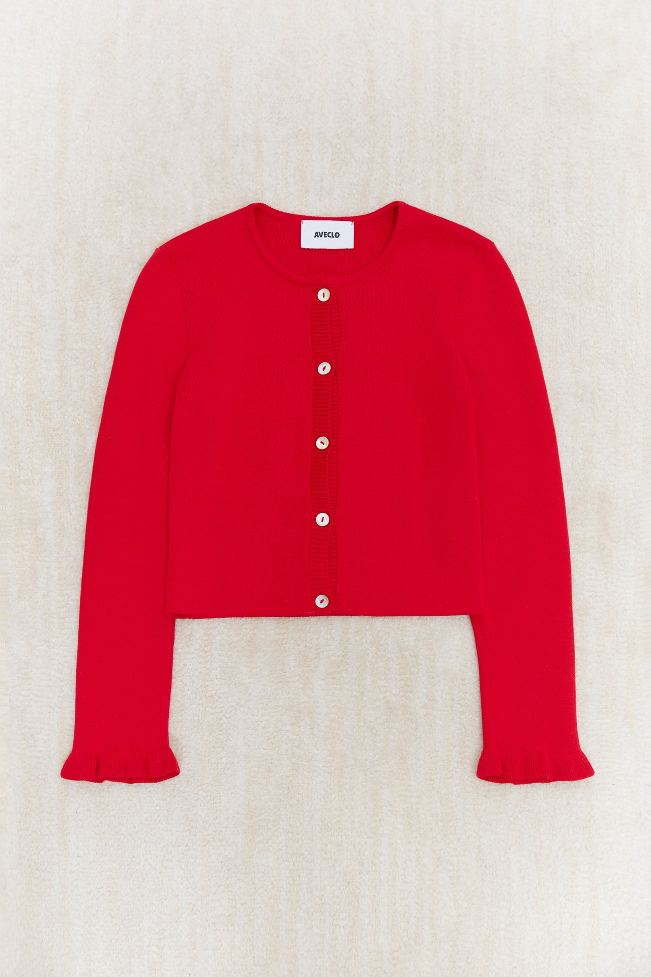 Red Ruffle Cardigan