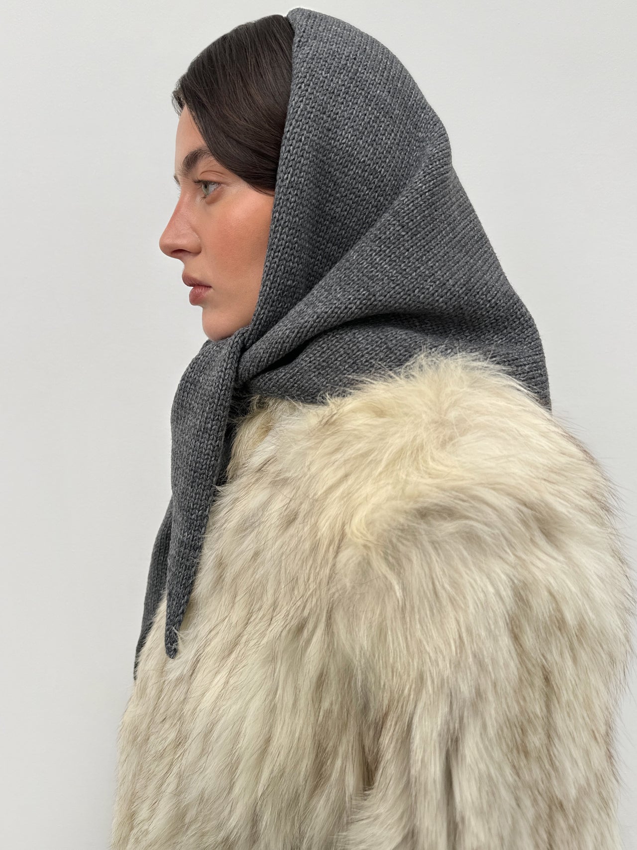 Charcoal Merino Triangle Scarf