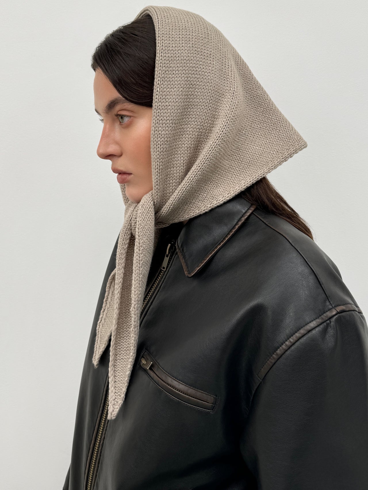 Taupe Merino Triangle Scarf