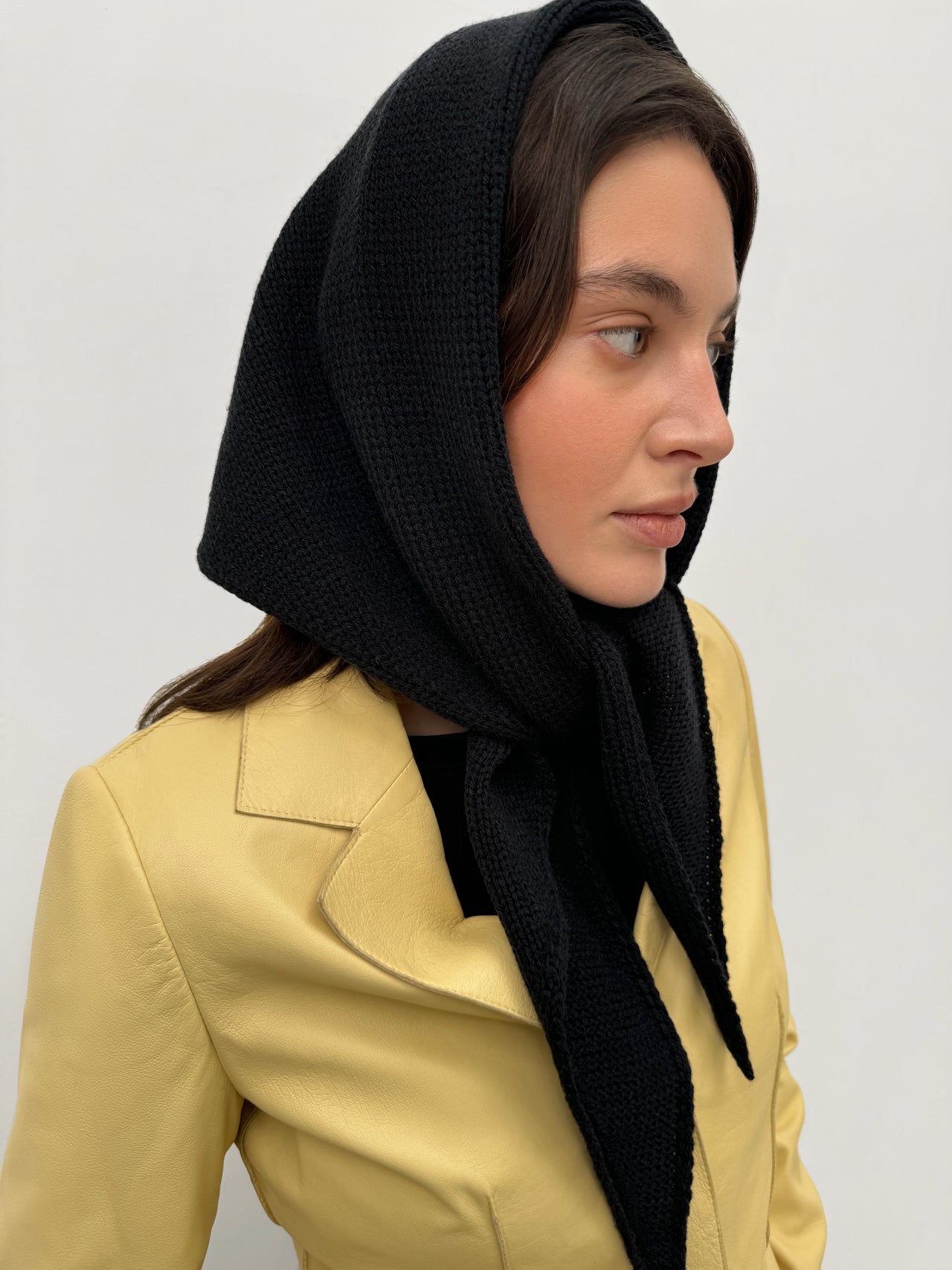 Black Merino Triangle Scarf