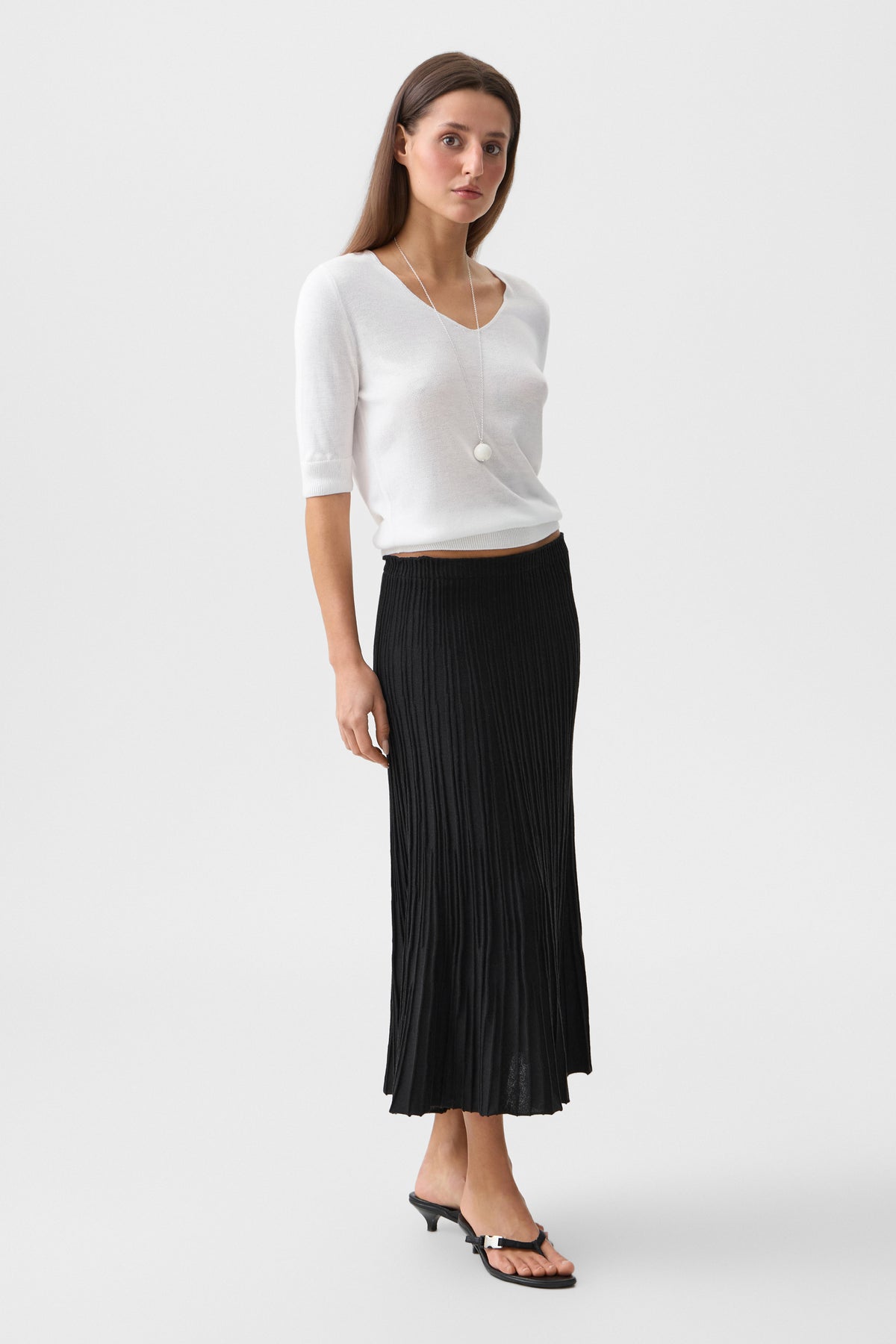 Black Vivienne Midi Skirt