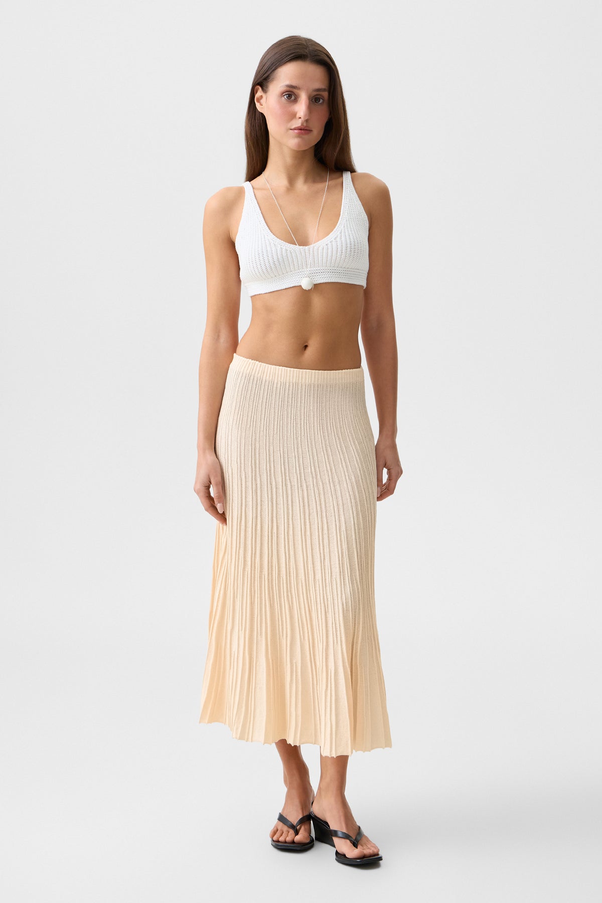 Pale Apricot Vivienne Midi Skirt