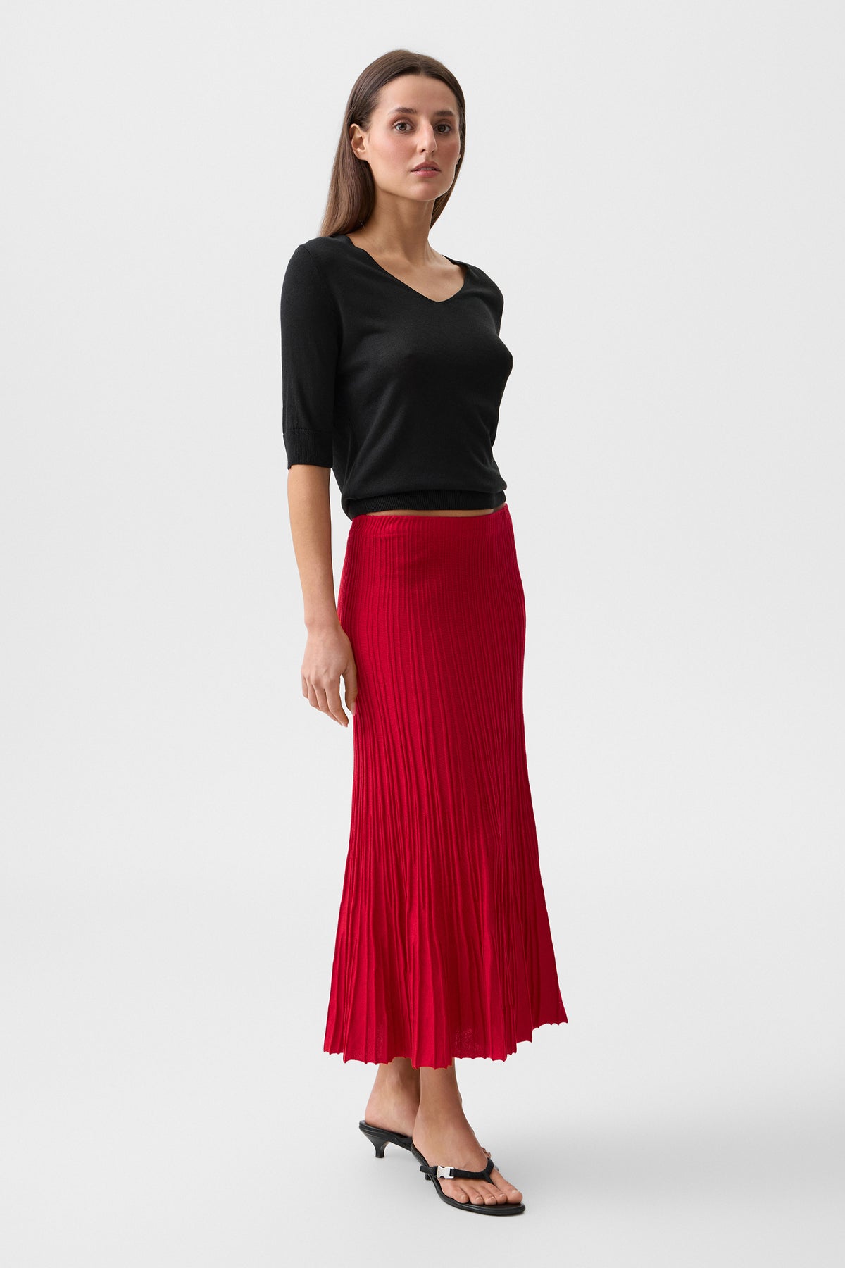 Red Vivienne Midi Skirt