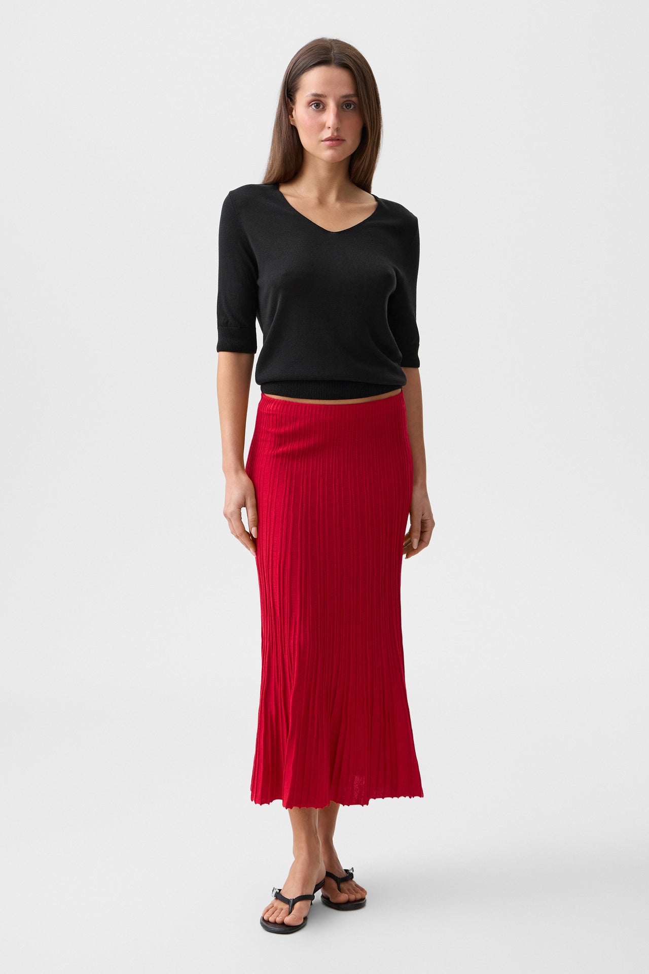 Red Vivienne Midi Skirt