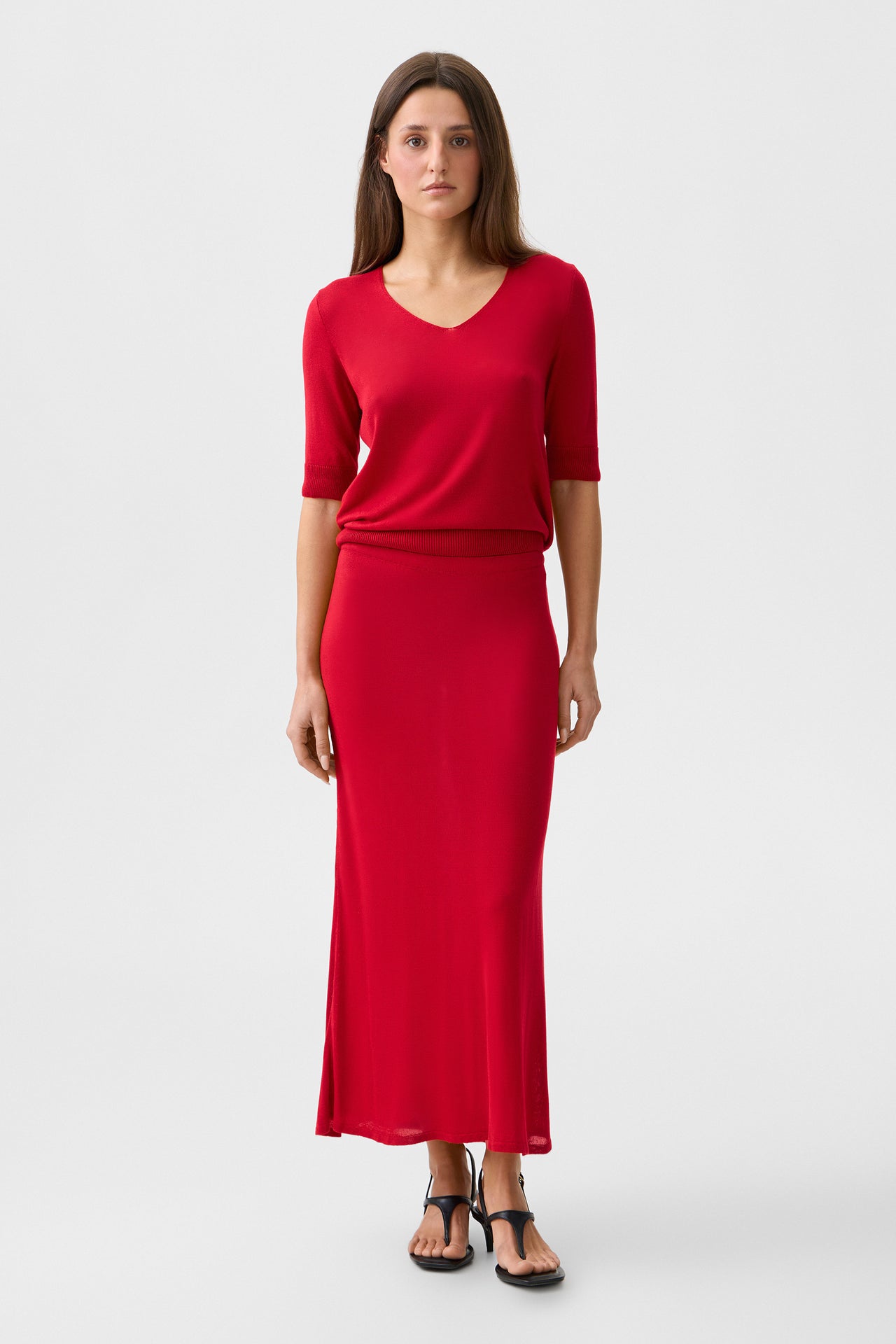 Red Alba Maxi Skirt