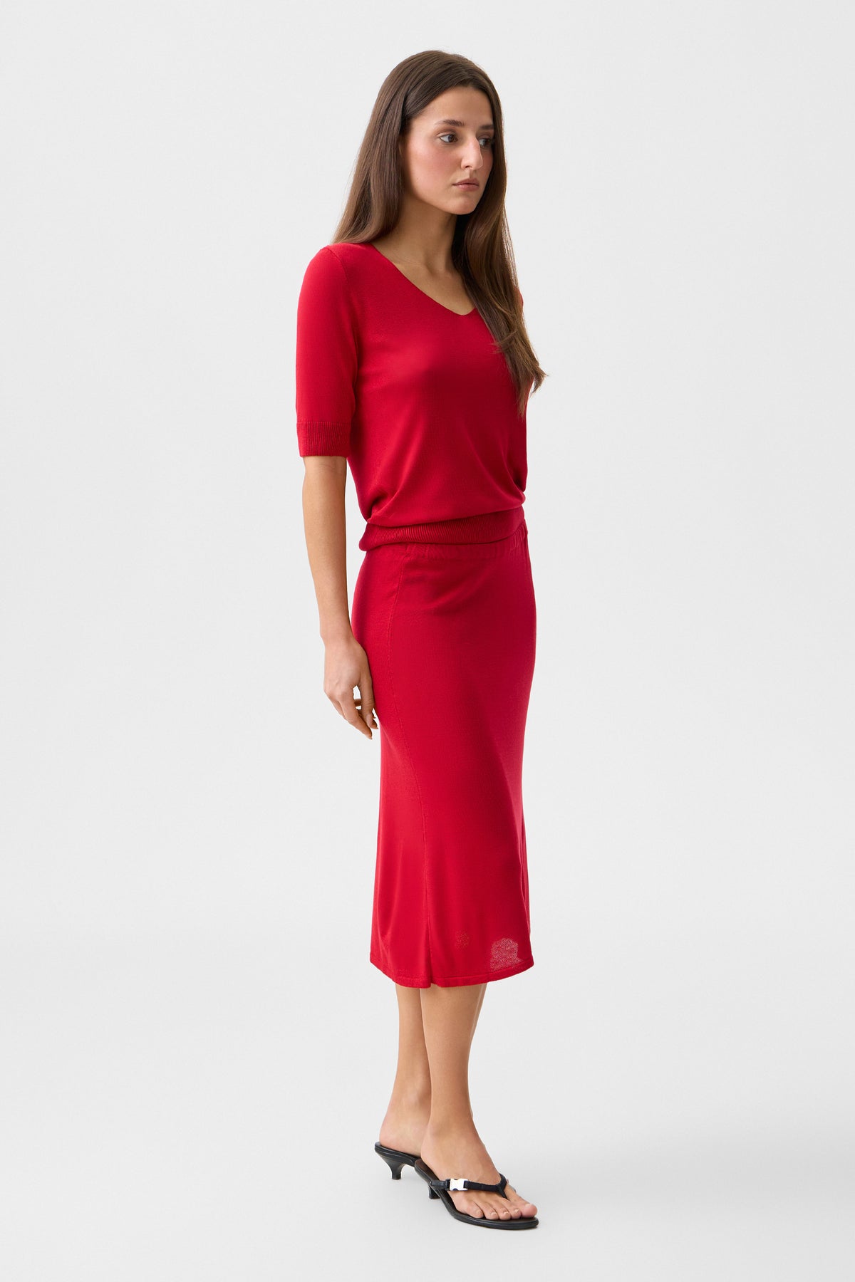 Red Alba Midi Skirt