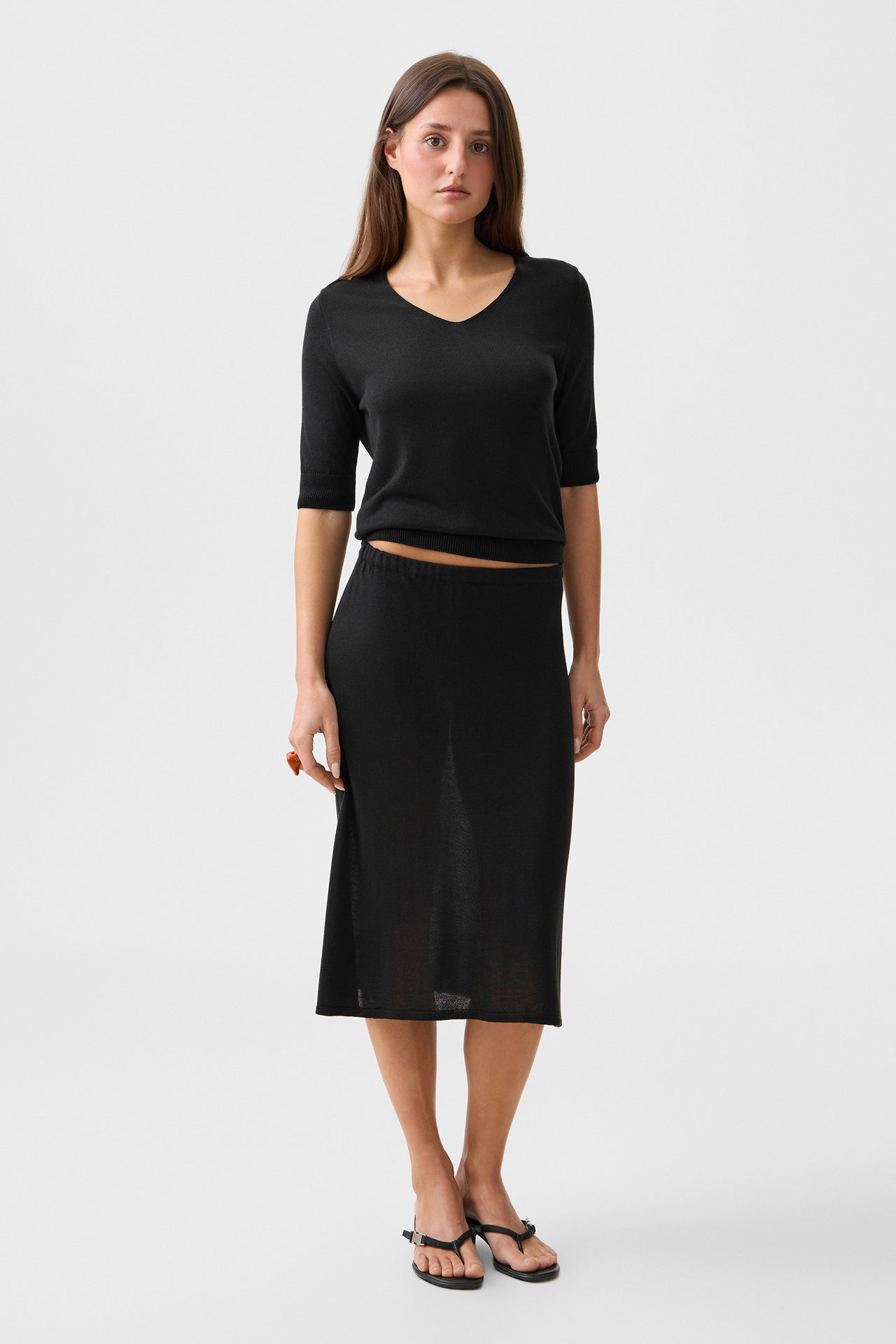 Black Alba Midi Skirt