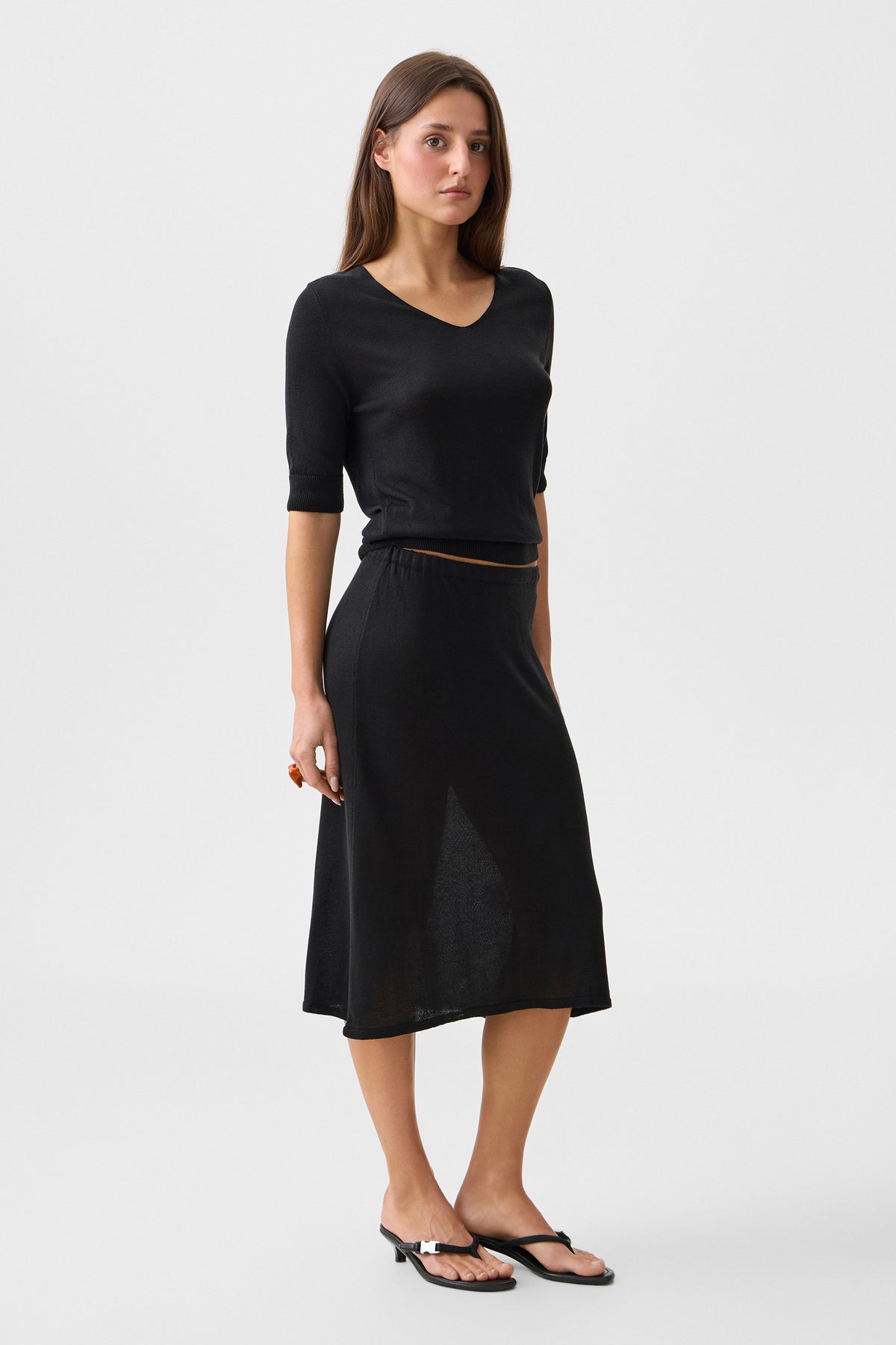 Black Alba Midi Skirt